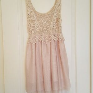 Tan lace short dress